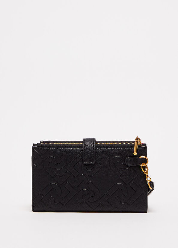 Women's Liu Jo With Logo Wallets Black | VFM-047691