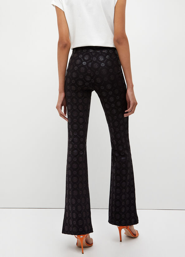 Women's Liu Jo With Monogram Print Pants Black | QTV-216345