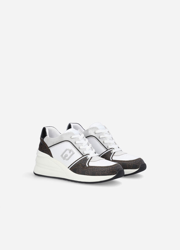 Women's Liu Jo With Monogram Print Sneakers Black | WPU-038574