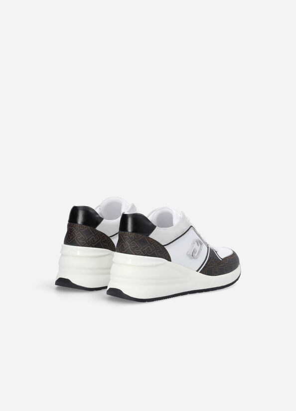 Women's Liu Jo With Monogram Print Sneakers Black | WPU-038574