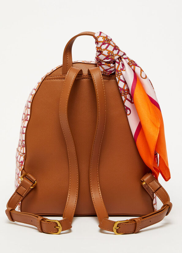 Women's Liu Jo With Printed Logo And Scarf Backpacks Brown | FPB-051263