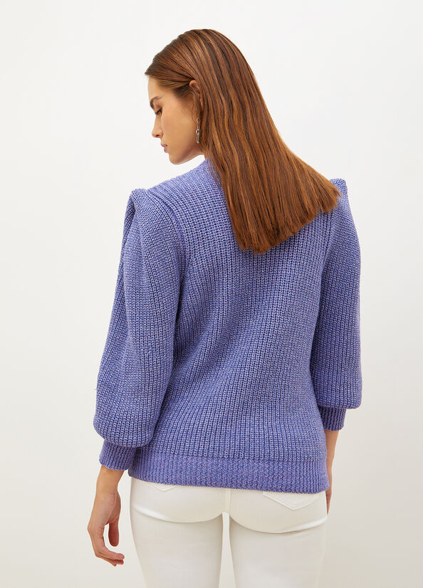 Women's Liu Jo With Puff Sleeves Sweaters Purple | SEX-120637