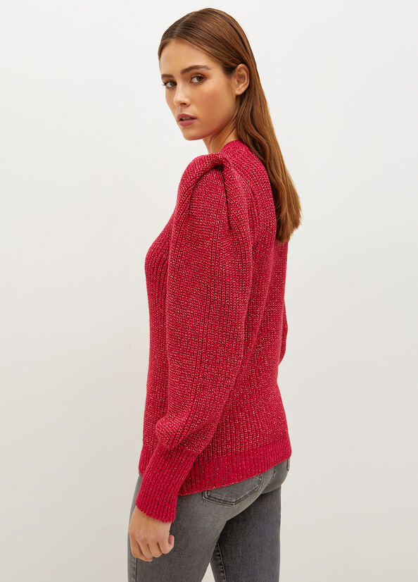 Women's Liu Jo With Puff Sleeves Sweaters Fuchsia | TVQ-914786