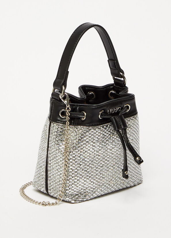 Women's Liu Jo With Rhinestones Bucket Bags Black | FCR-329518