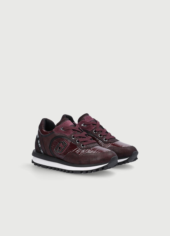 Women's Liu Jo With Rubberised Logo Sneakers Burgundy | VMY-563207