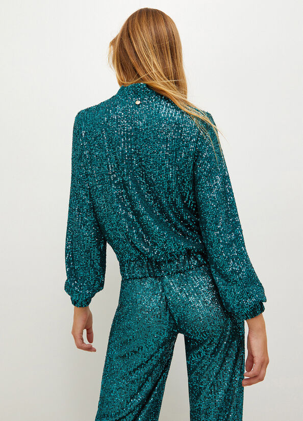 Women's Liu Jo With Sequins Jackets Peacock | ANY-745132