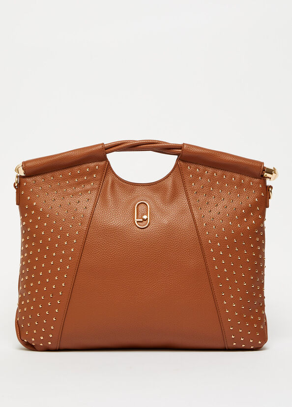 Women's Liu Jo With Studs Shopper Bag Brown | FWD-492130