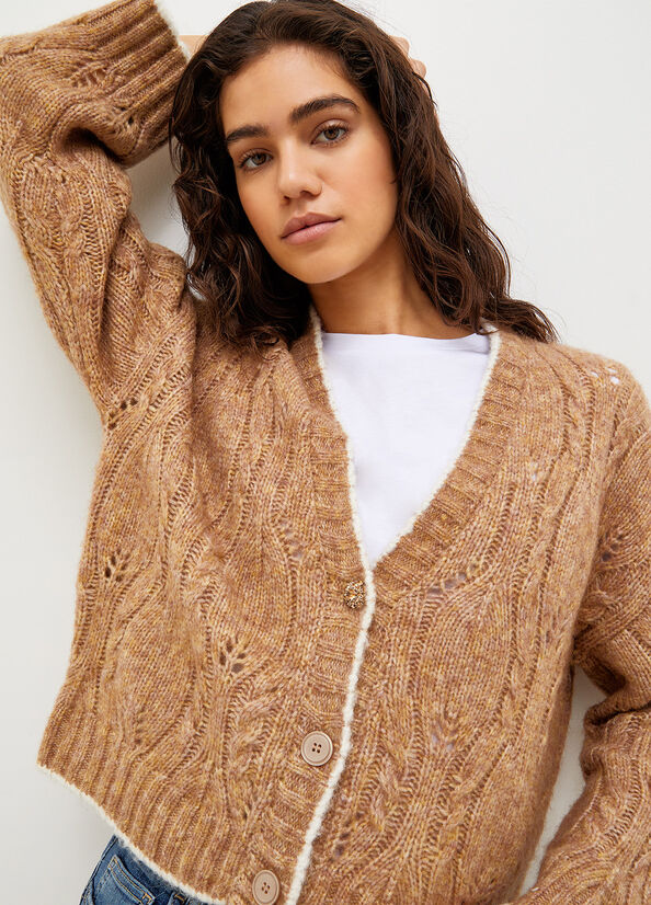 Women's Liu Jo Wool And Alpaca Cardigan Sweaters Brown | LIQ-048537