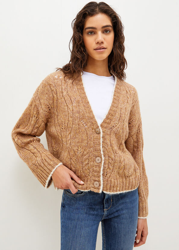 Women\'s Liu Jo Wool And Alpaca Cardigan Sweaters Brown | LIQ-048537