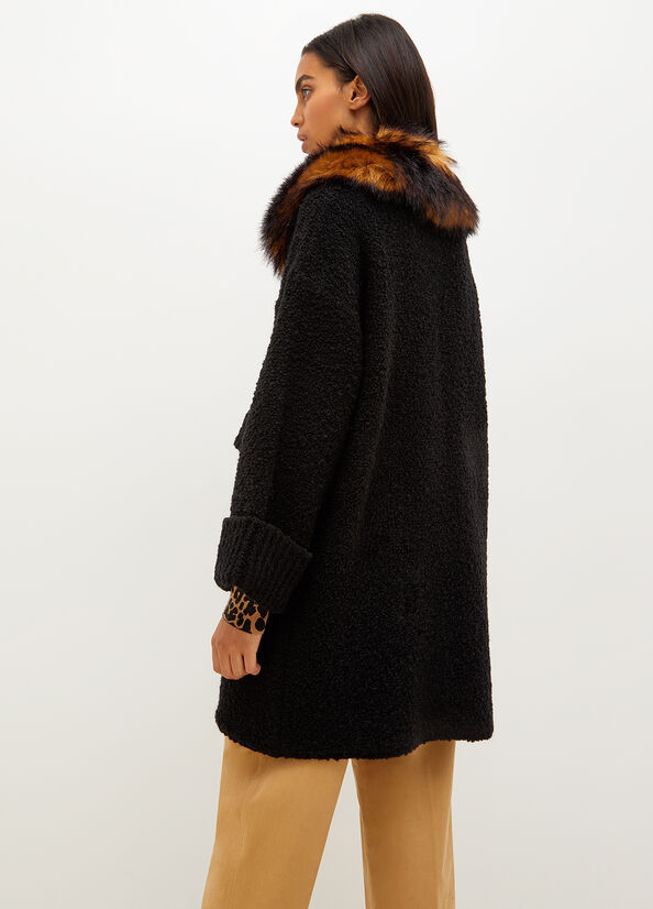 Women's Liu Jo Wool And Alpaca Knit Coats Black | SQB-209146