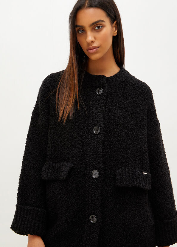 Women's Liu Jo Wool And Alpaca Knit Coats Black | SQB-209146