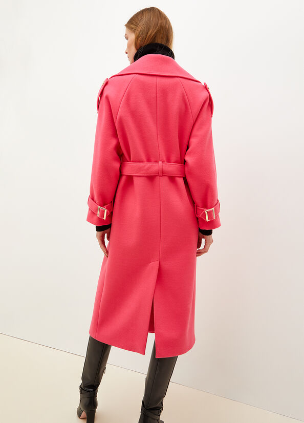 Women's Liu Jo Wool Blend Trench Coats Fuchsia | RKJ-049725