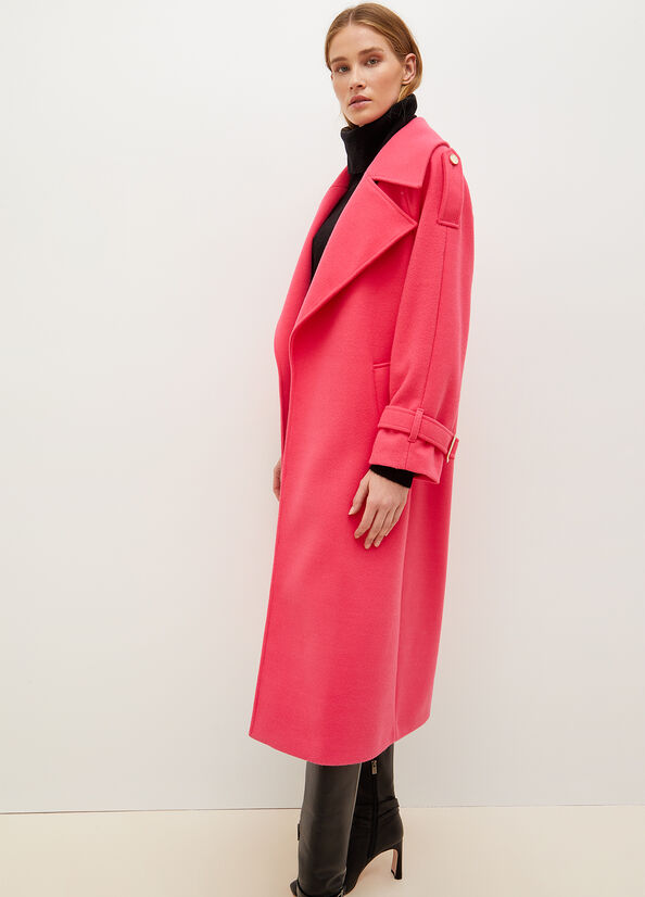 Women's Liu Jo Wool Blend Trench Coats Fuchsia | RKJ-049725