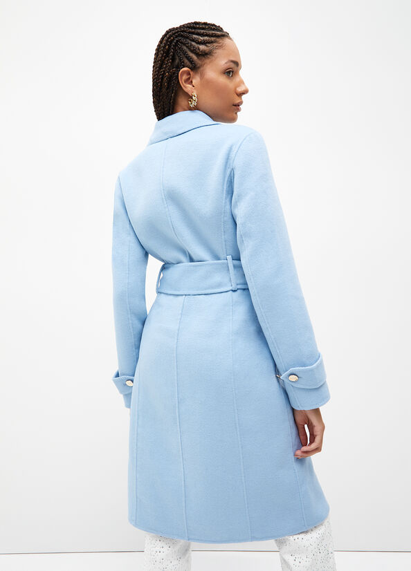 Women's Liu Jo Wool Blend Trench Coats Light Blue | RKH-095648