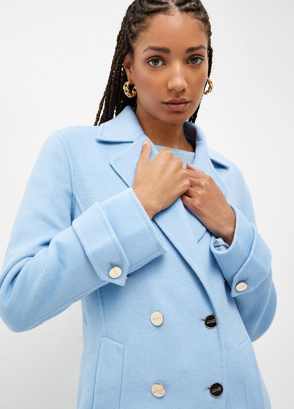 Women's Liu Jo Wool Blend Trench Coats Light Blue | RKH-095648