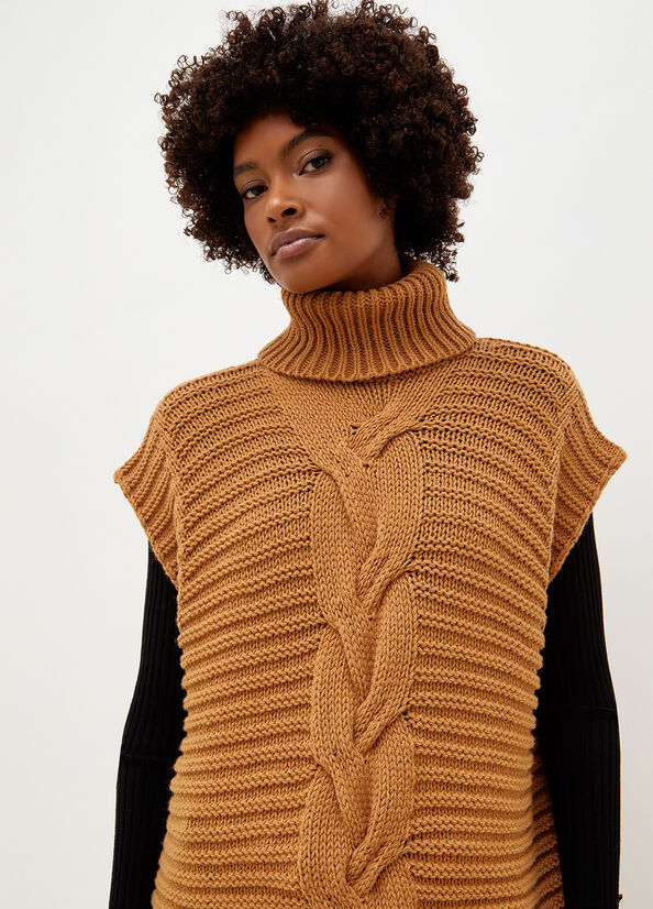 Women's Liu Jo Wool Blend Turtleneck Cape Sweaters Brown | WGC-246950