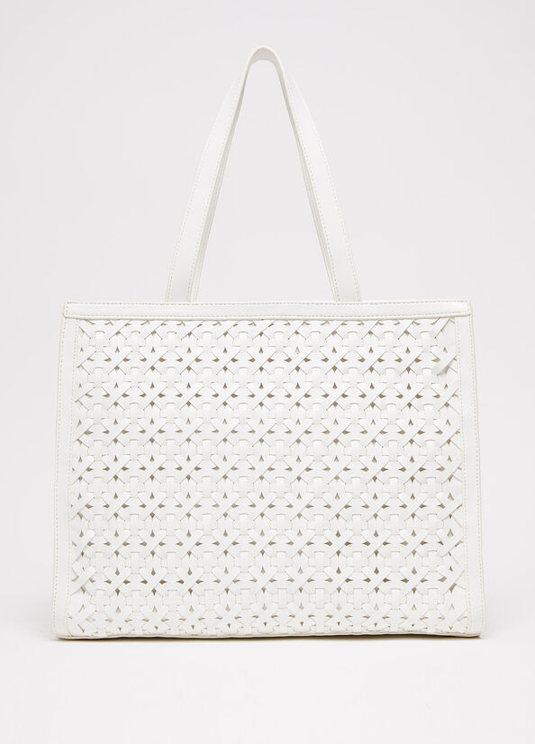 Women's Liu Jo WovenWith Logo Shopper Bag White | DCK-954607