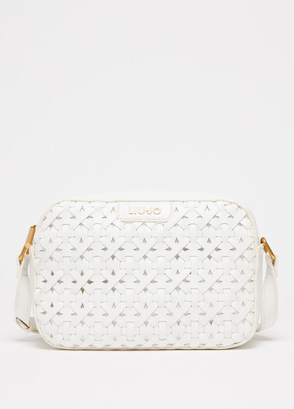 Women\'s Liu Jo Woven With Logo Shoulder Bags White | EGO-951346