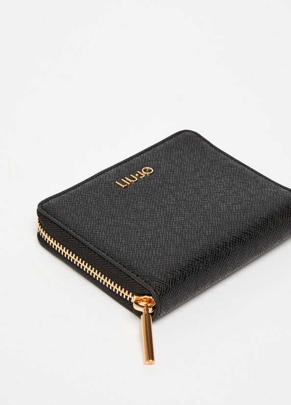 Women's Liu Jo Zip Around Wallets Black | POV-796245