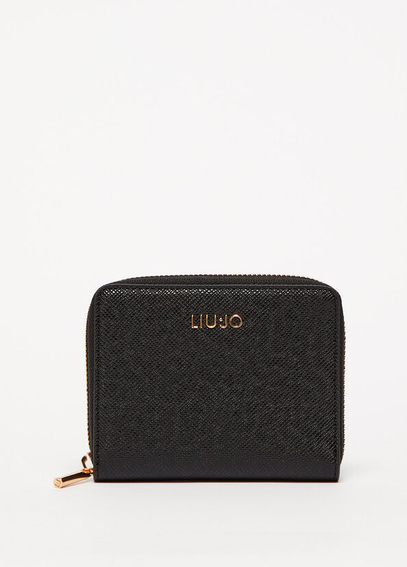 Women\'s Liu Jo Zip Around Wallets Black | POV-796245