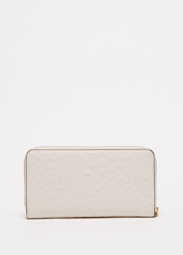 Women's Liu Jo Zip Around With Logo Wallets Beige | GJC-360415