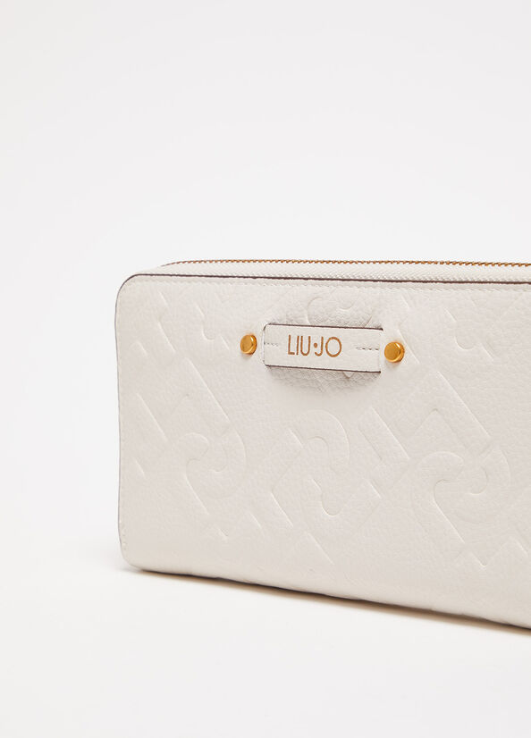 Women's Liu Jo Zip Around With Logo Wallets Beige | GJC-360415