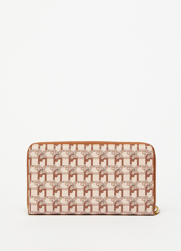 Women's Liu Jo Zip Around With Logo Wallets Light Brown | NKX-690437