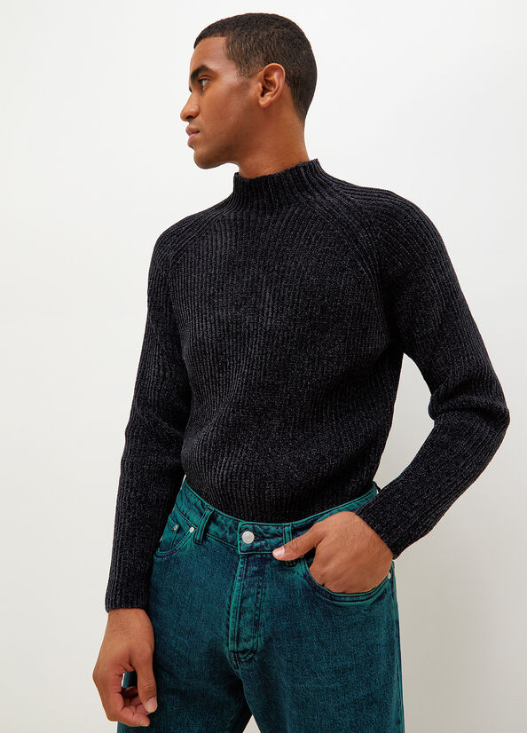 Men's Liu Jo Chenille Sweaters Dark Blue | CEF-359781