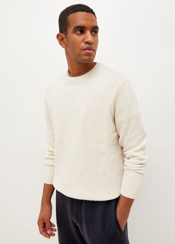 Men's Liu Jo Chenille Sweaters White | CNF-531086