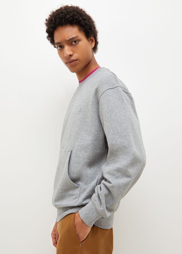 Men's Liu Jo Crew Neck Sweaters Grey | IHZ-632854