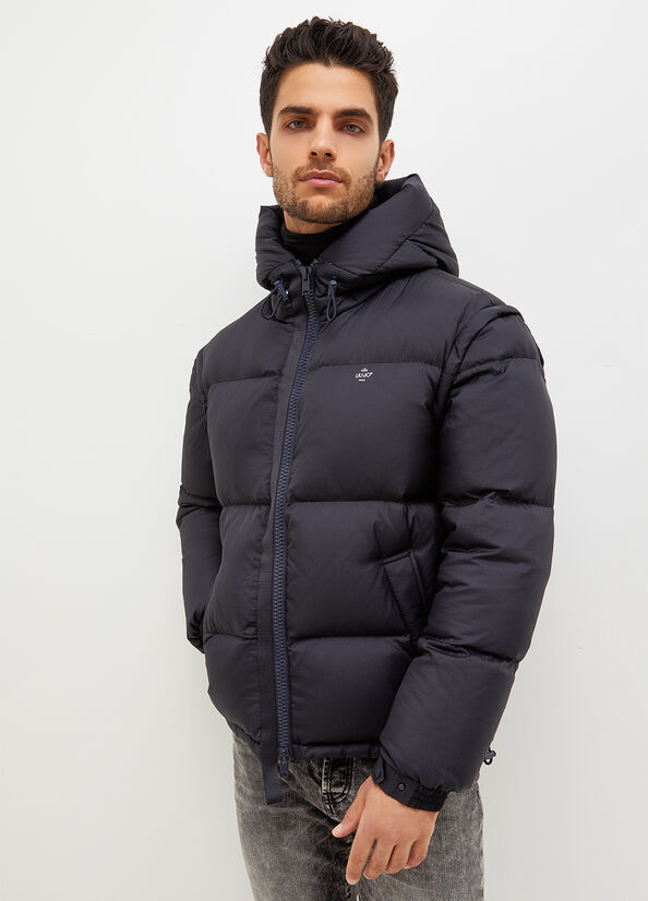 Men's Liu Jo Hooded Down Jackets Dark Blue | YMC-410975