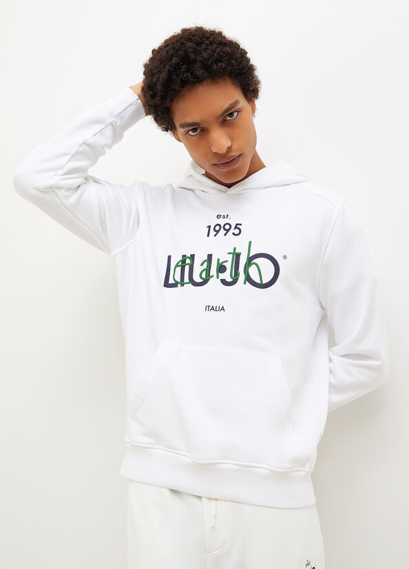 Men's Liu Jo Hooded, Eco-Friendly Sweaters White | VPN-958760