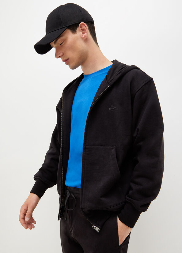 Men's Liu Jo Hooded With Zip Sweaters Black | TIP-034281