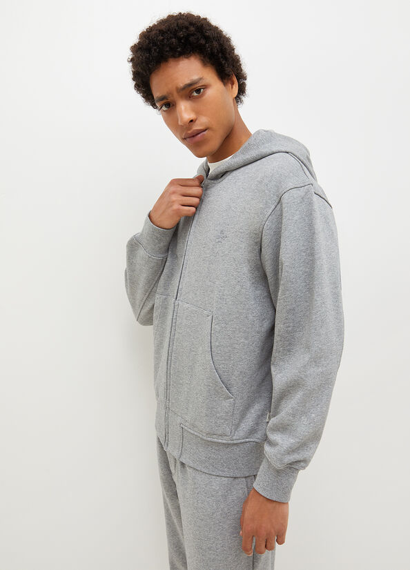 Men's Liu Jo Hooded With Zip Sweaters Grey | HLG-091283