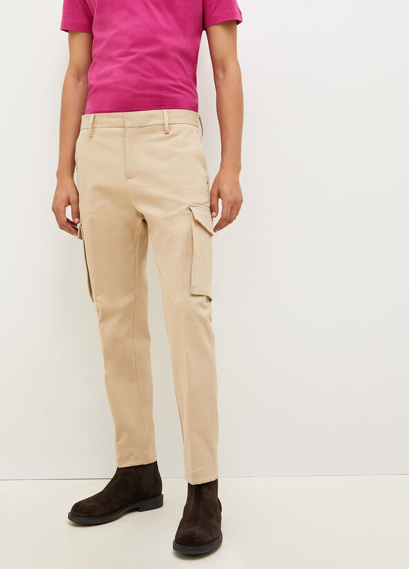 Men's Liu Jo Regular Fit Cargo Pants Beige | UEF-045839