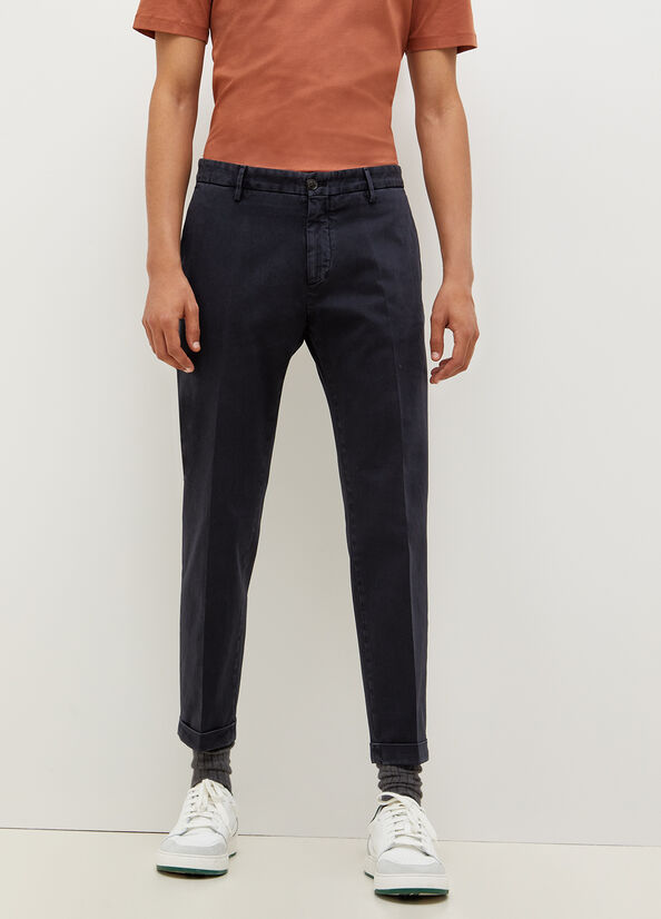 Men's Liu Jo Regular Fit Chinos Pants Dark Blue | JAN-751698