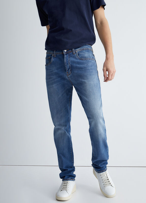 Men's Liu Jo Regular Slim-Fit Jeans Blue | ZKW-172954