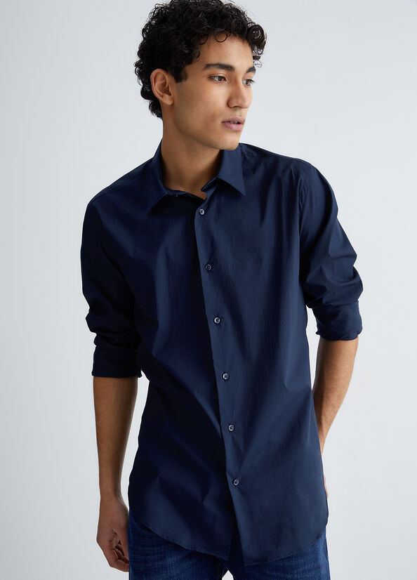 Men's Liu Jo Slim Fit Shirts Dark Blue | TSY-260914