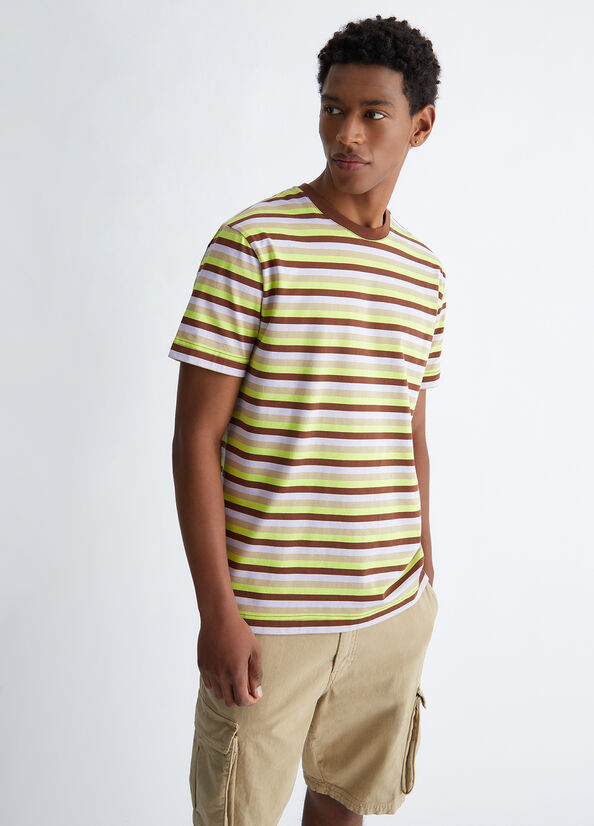 Men's Liu Jo Striped T Shirts Brown | LXJ-543720