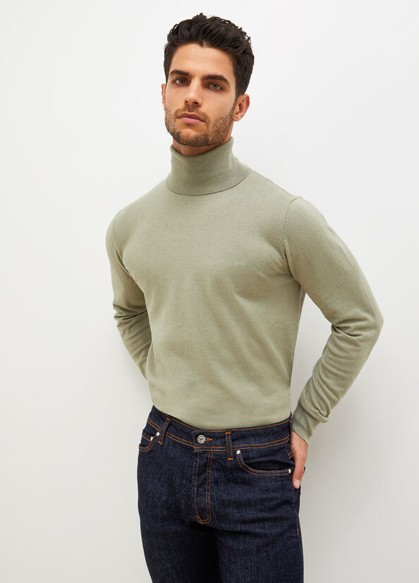 Men's Liu Jo Turtleneck In Cotton Sweaters Olive | WLR-542138