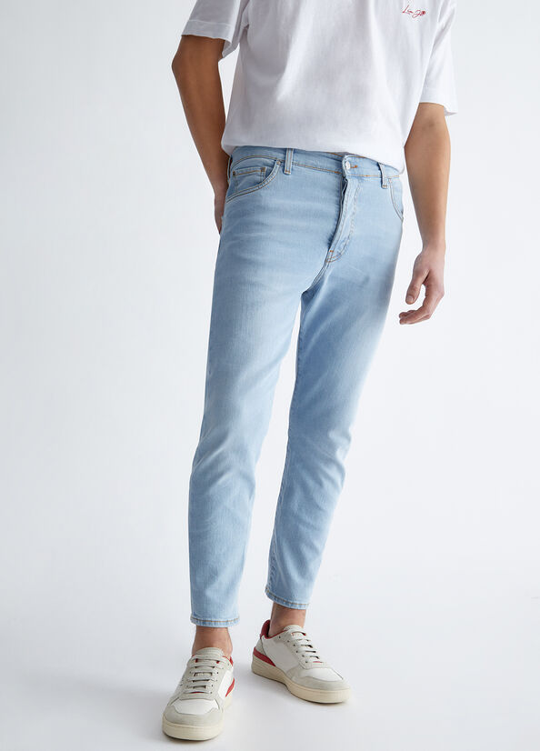 Men's Liu Jo Twisted Slim-Fit Jeans Light Blue | KFT-531946