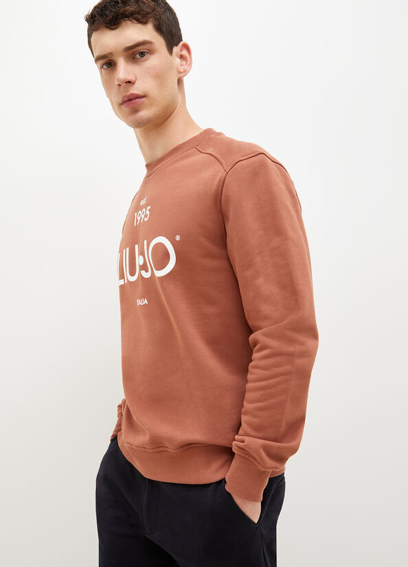 Men's Liu Jo With Logo 1995 Sweaters Brown | RIZ-198472