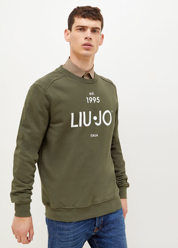 Men's Liu Jo With Logo 1995 Sweaters Green | UBJ-276389