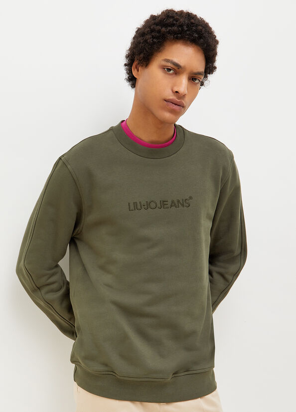 Men's Liu Jo With Logo Sweaters Green | JUB-972408