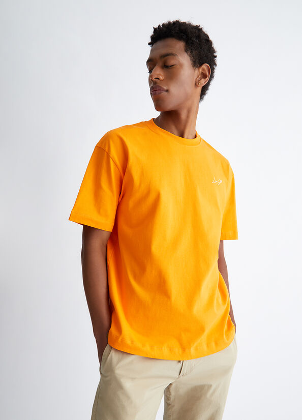 Men's Liu Jo With Logo T Shirts Orange | XYJ-985420