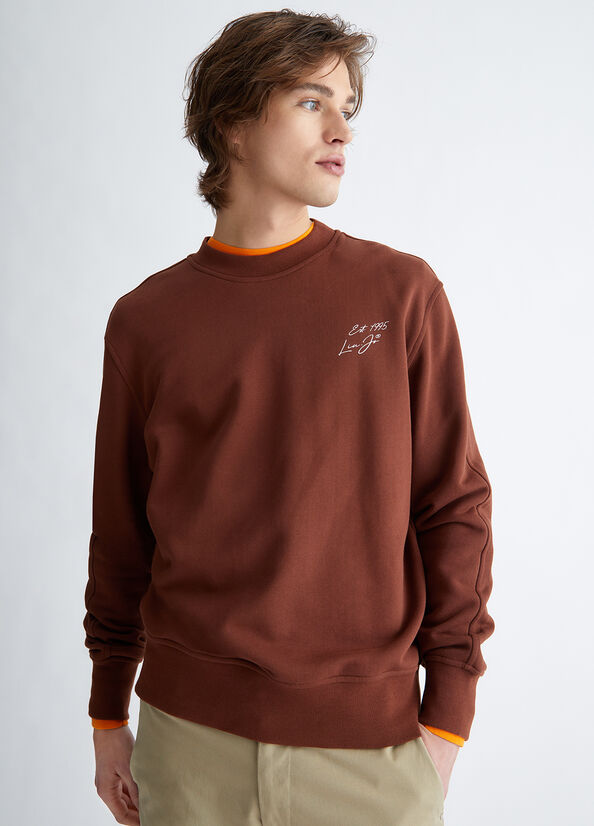 Men's Liu Jo With Print On The Back Sweaters Brown | YFE-807612