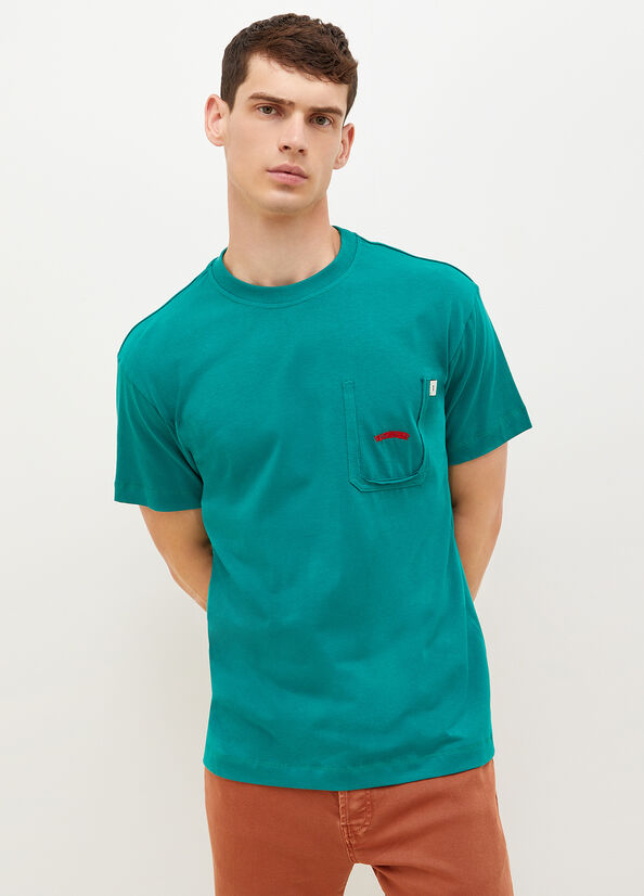 Men's Liu Jo With Print On The Back T Shirts Green | JKS-592761