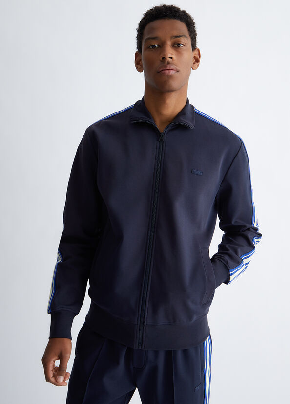 Men's Liu Jo With Zip Sweaters Dark Blue | CQZ-945827