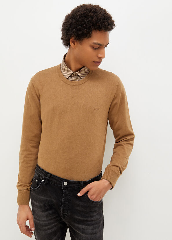 Men's Liu Jo Wool And Cotton Sweaters Brown | CPB-749683