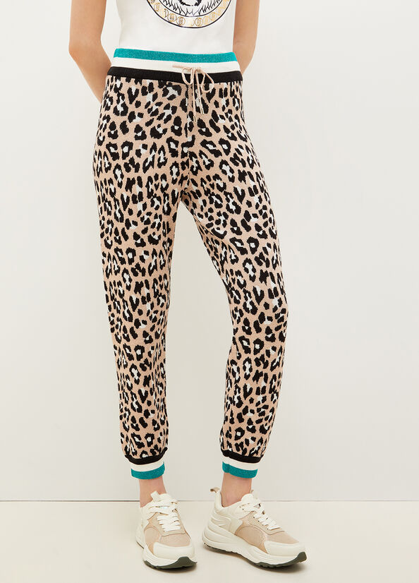 Women's Liu Jo Animal-Print Jogging Pants Brown | CWU-301827